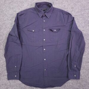 John Varvatos USA Shirt Mens Large Blue Button Up Two Pocket Cotton